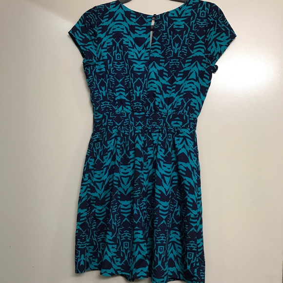 Lily Rose | Navy Blue & Teal Tribal Print Dress, S - Picture 2 of 4